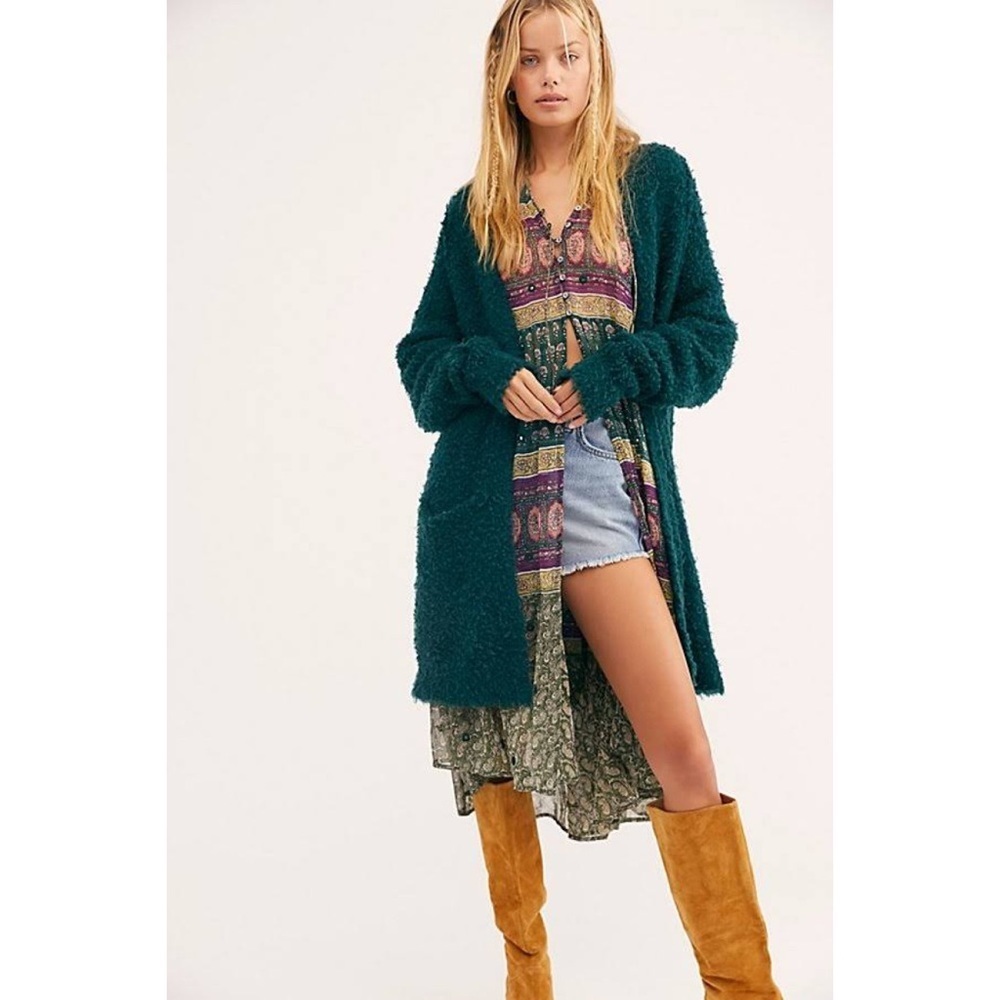 Free People Teal Cardigan